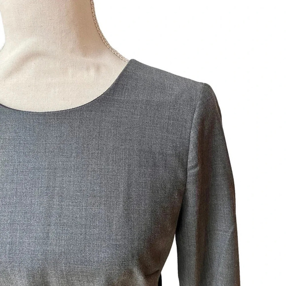 J. Crew Exeter Wool Dress Gray Black Velvet Bow Waist Fitted Size 2 - Picture 3 of 16